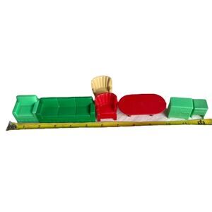 Marx Dollhouse Furniture Vintage 1950 Mini Plastic Couch Chairs Living Room FLAW